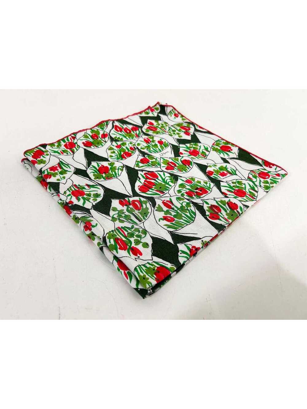 Vera Neumann Napkins Set of 2 Red Flowers Fabric Reusable 1970s 1980s Holiday